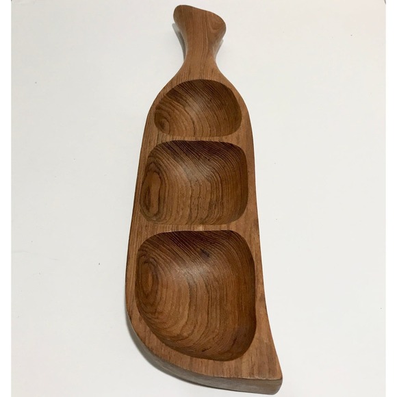 Vintage MCM Teak Leaf Serving Tray - Picture 7 of 7